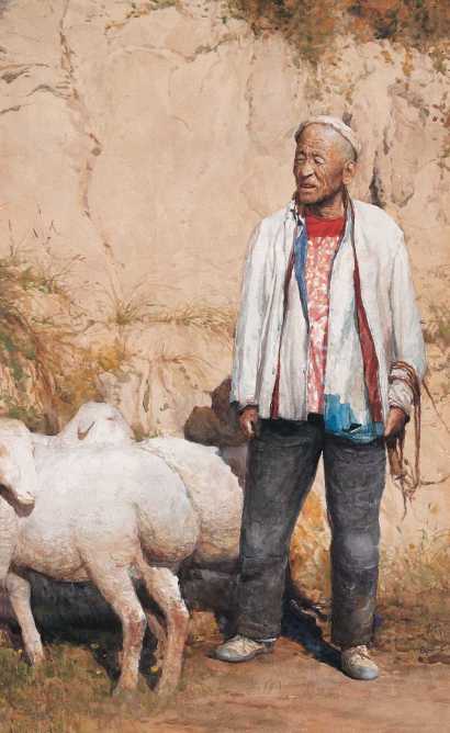 徐芒耀 1989年作 老农与羊